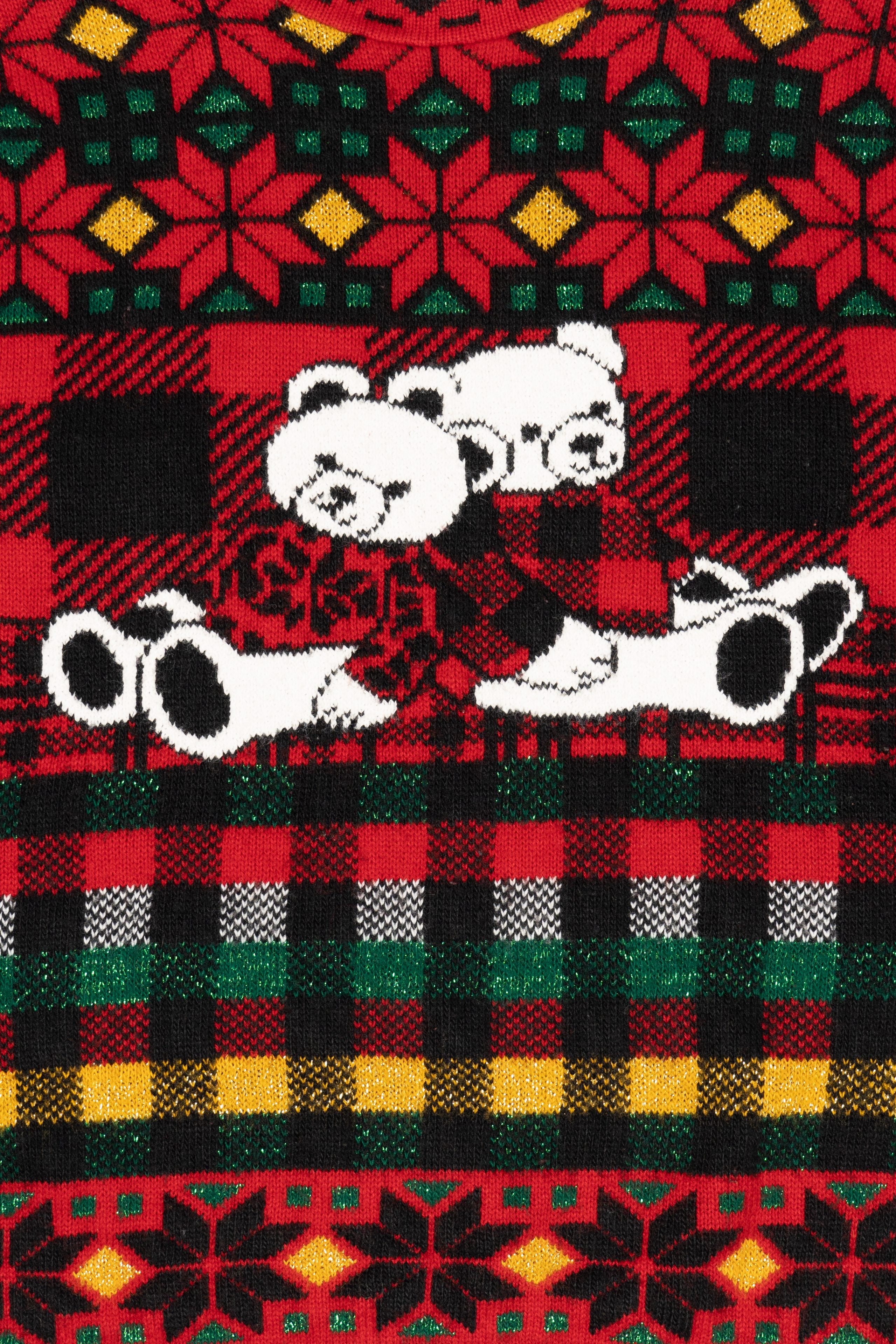 Vintage Red Holiday Time Bears Ugly Christmas Pullover (1980s)