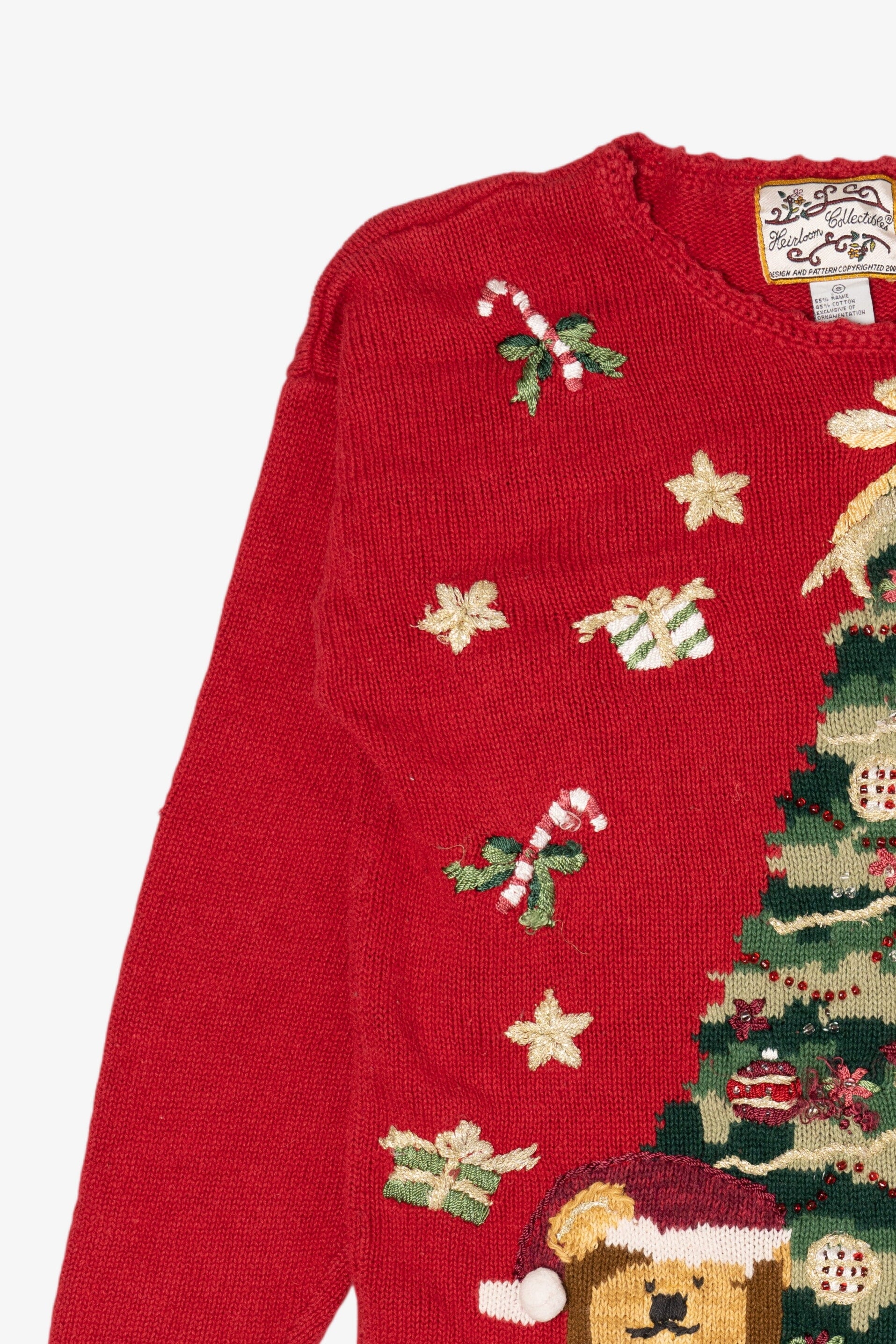 Vintage Red Heirloom Collectibles Teddy Bears Under Tree Ugly Christmas Pullover (2000s)