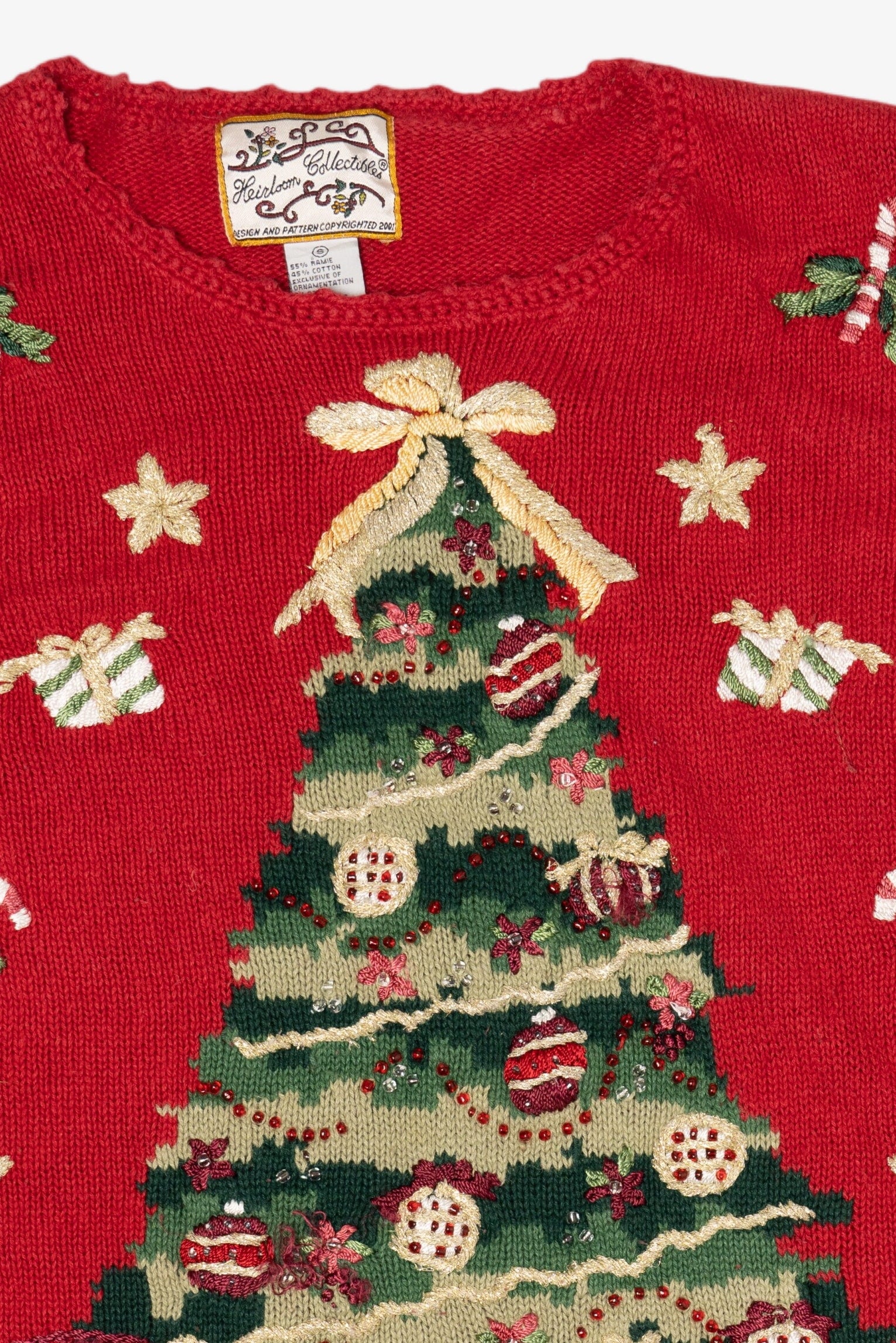 Vintage Red Heirloom Collectibles Teddy Bears Under Tree Ugly Christmas Pullover (2000s)