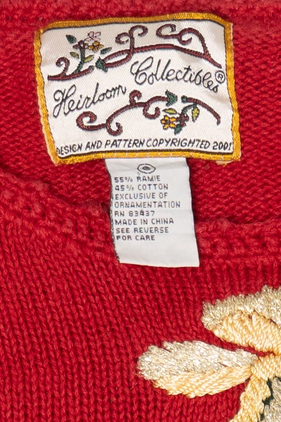 Vintage Red Heirloom Collectibles Teddy Bears Under Tree Ugly Christmas Pullover (2000s)