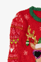 Red Holiday Time Reindeer With Sunglasses Ugly Christmas Pullover (2010s)