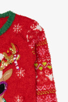 Red Holiday Time Reindeer With Sunglasses Ugly Christmas Pullover (2010s)