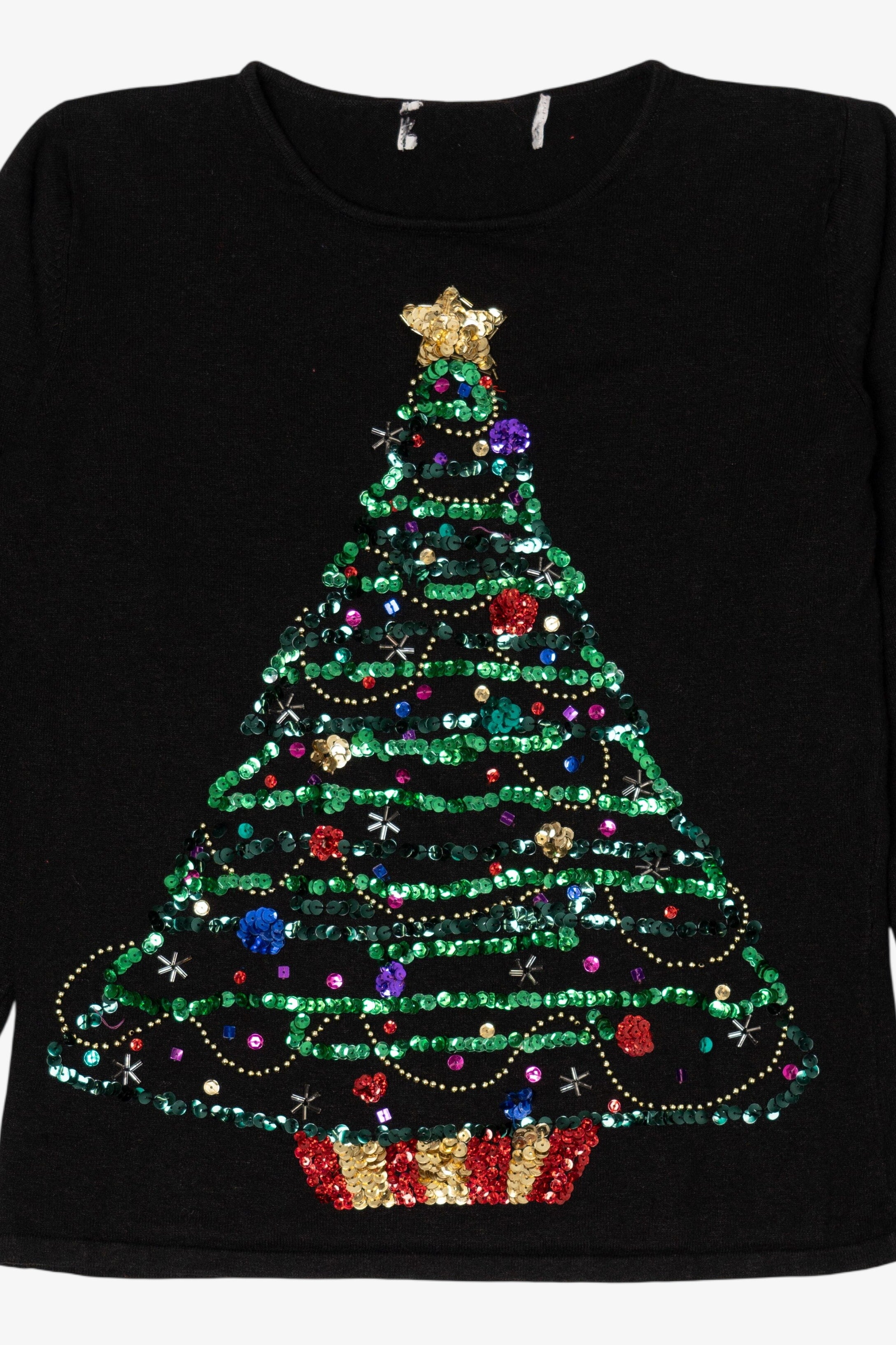 Vintage Black Sequin Tree Ugly Christmas Pullover (2000s)