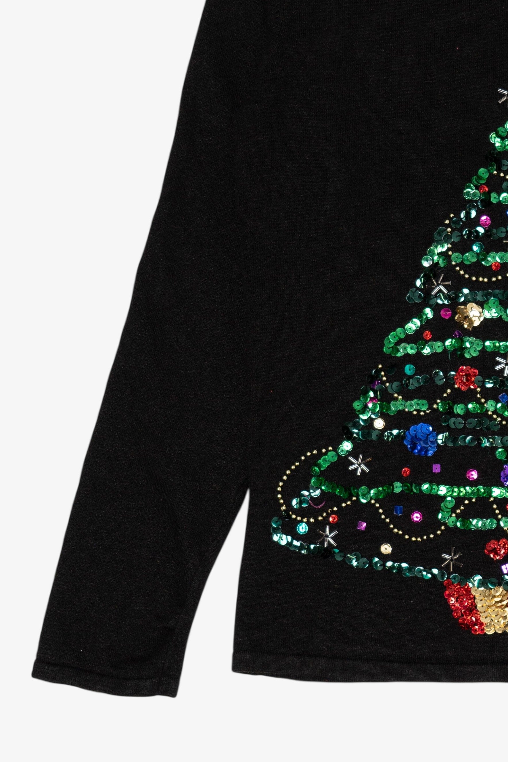 Vintage Black Sequin Tree Ugly Christmas Pullover (2000s)