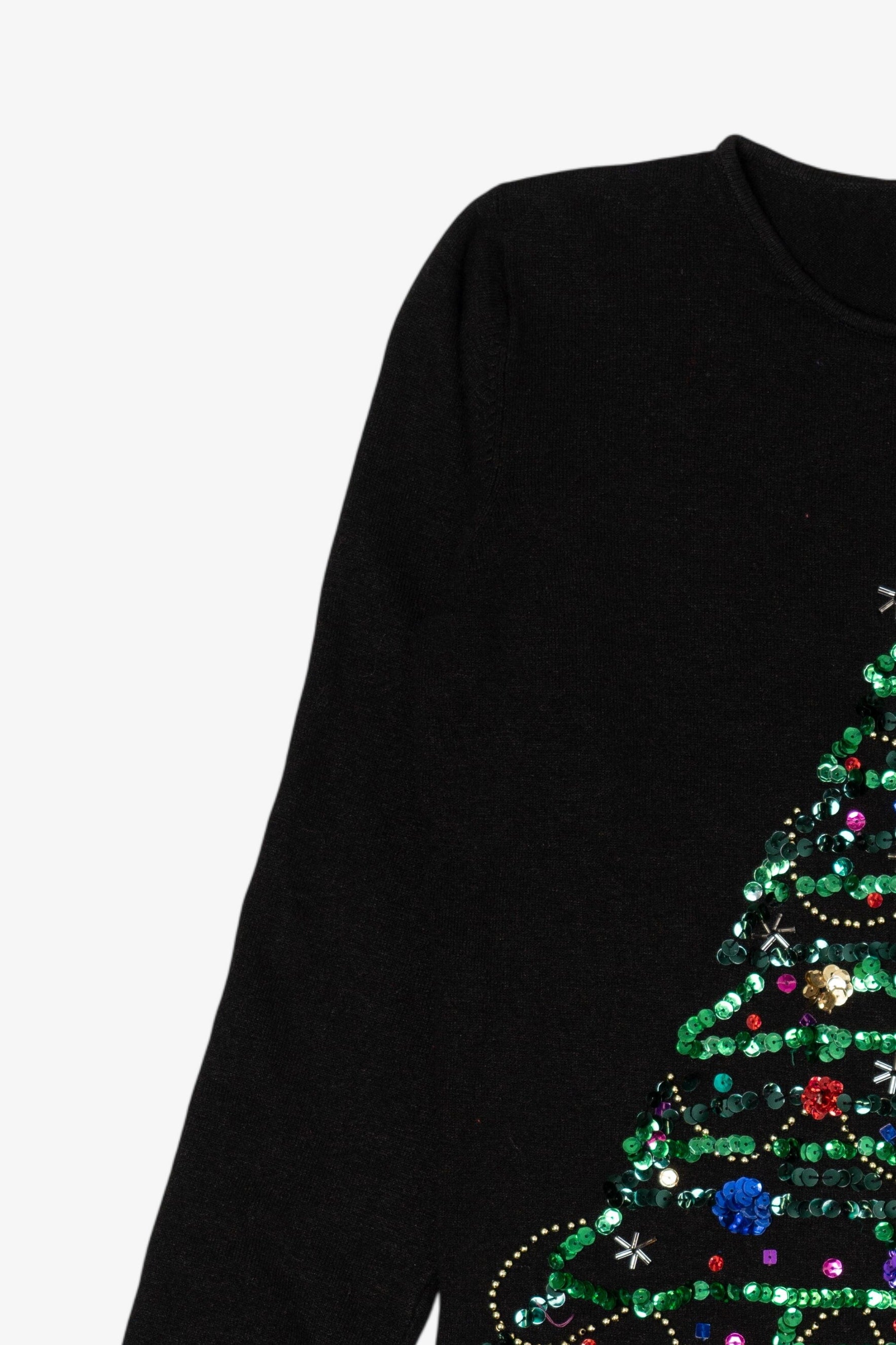 Vintage Black Sequin Tree Ugly Christmas Pullover (2000s)
