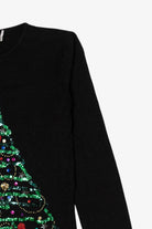 Vintage Black Sequin Tree Ugly Christmas Pullover (2000s)