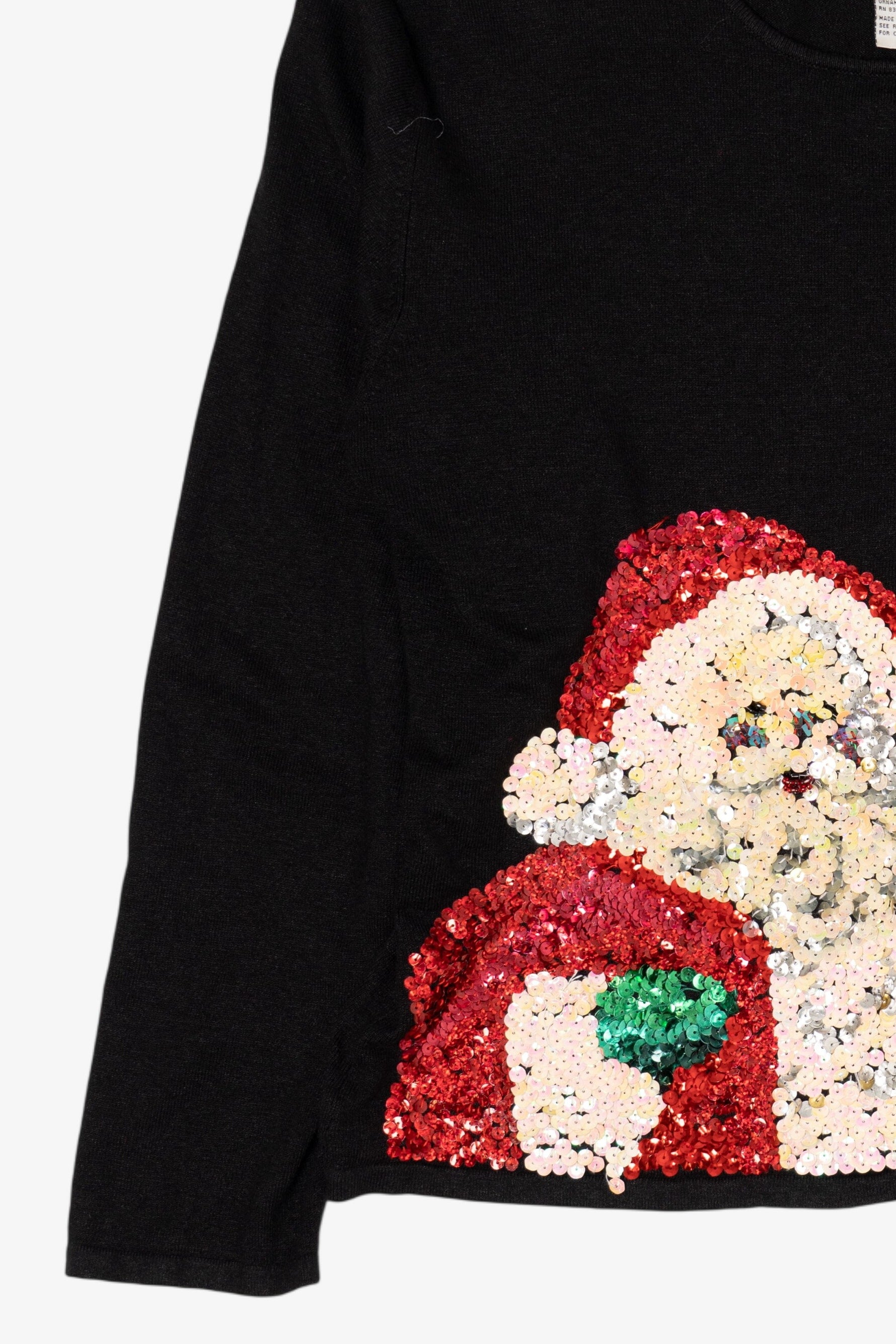 Vintage Black Heirloom Collectibles Sequin Santa Ugly Christmas Pullover (2000s)