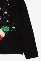 Vintage Black Heirloom Collectibles Sequin Santa Ugly Christmas Pullover (2000s)