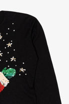 Vintage Black Heirloom Collectibles Sequin Santa Ugly Christmas Pullover (2000s)