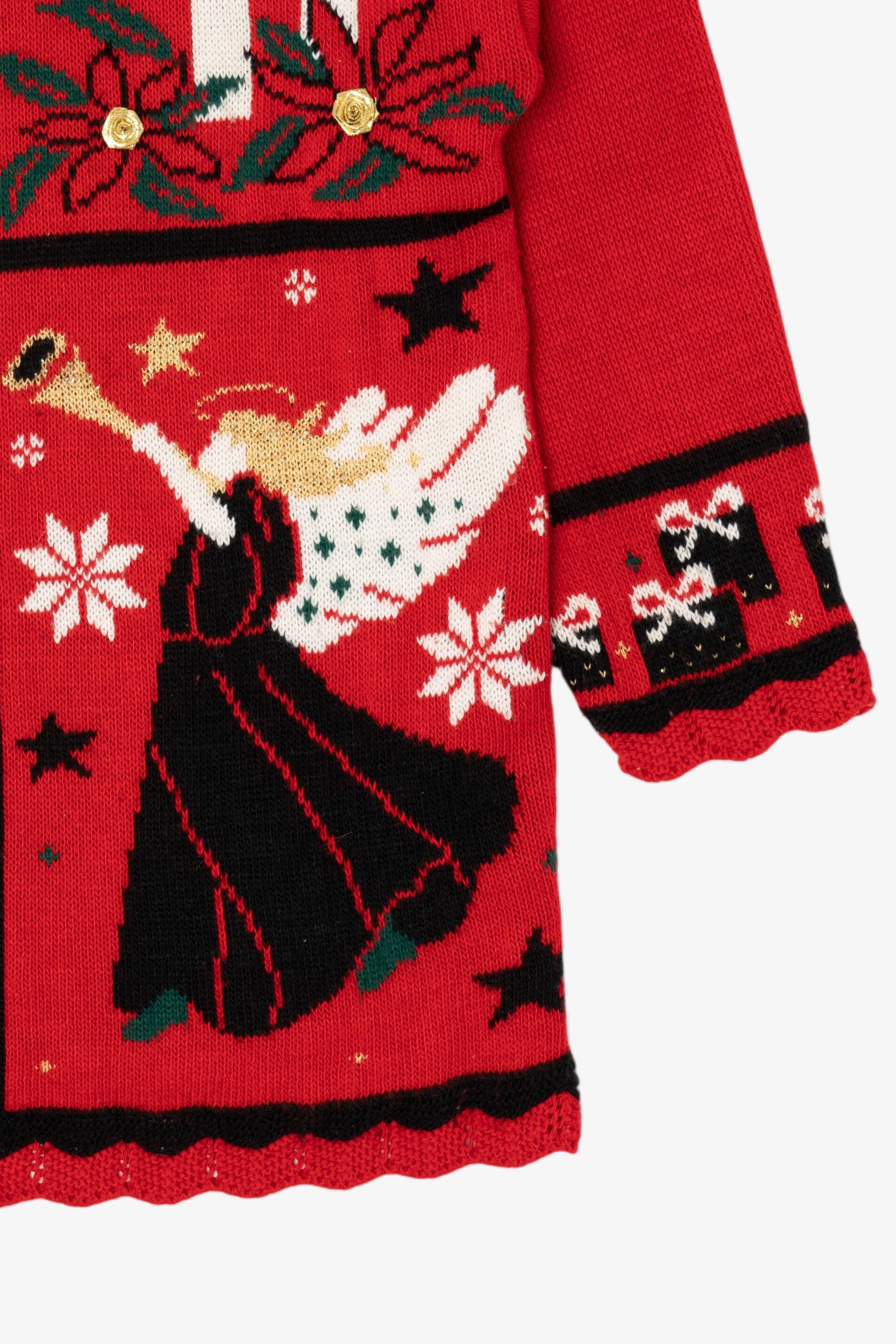 Vintage Red Nutcracker Angels Ugly Christmas Pullover (1980s)