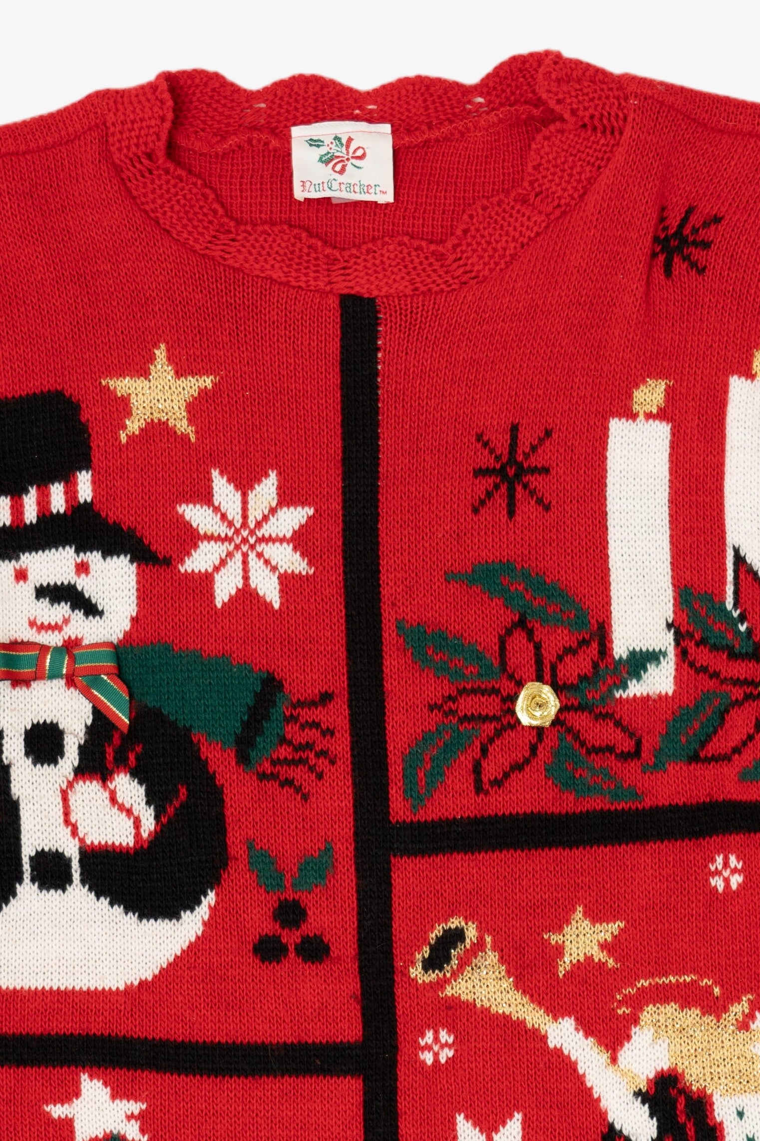 Vintage Red Nutcracker Angels Ugly Christmas Pullover (1980s)