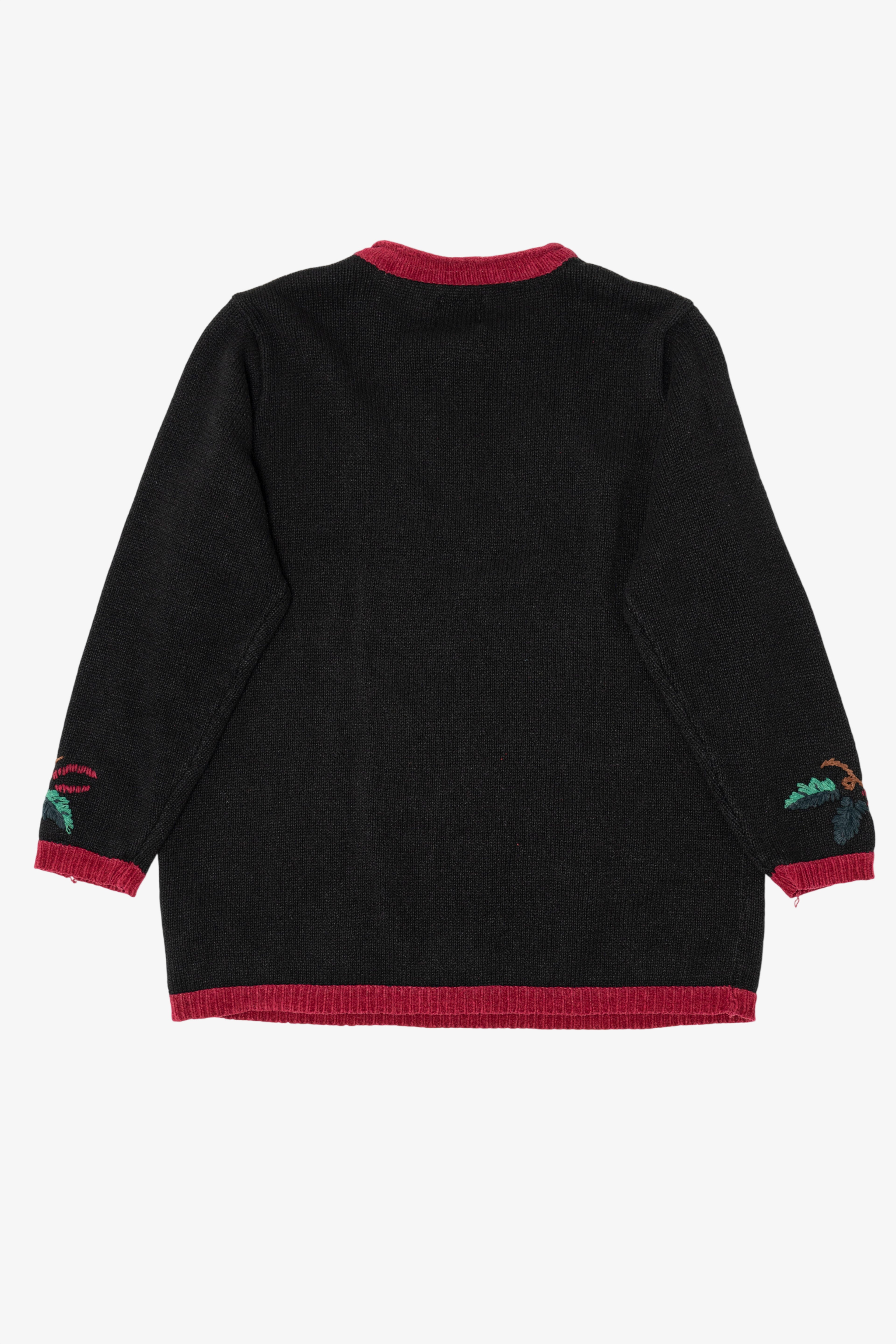 Vintage Black Nutcracker Bears Decorating Tree Ugly Christmas Pullover (1990s)
