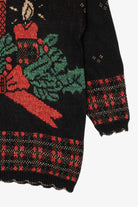 Vintage Black Holiday Time Candles Ugly Christmas Pullover (1990s)