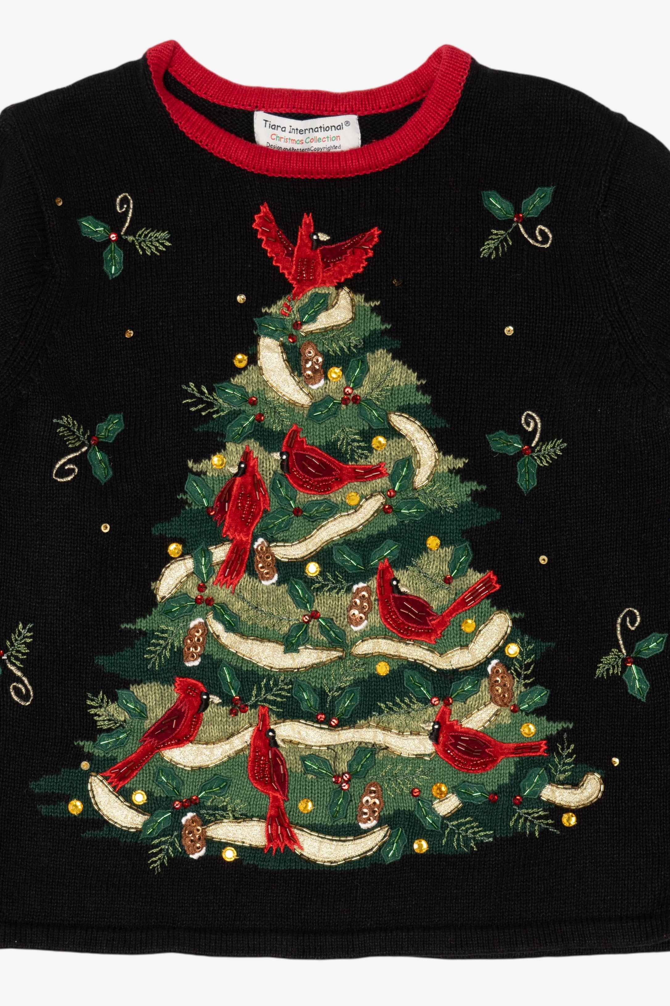Vintage Black Tiara International Cardinals In Tree Ugly Christmas Pullover (2000s)