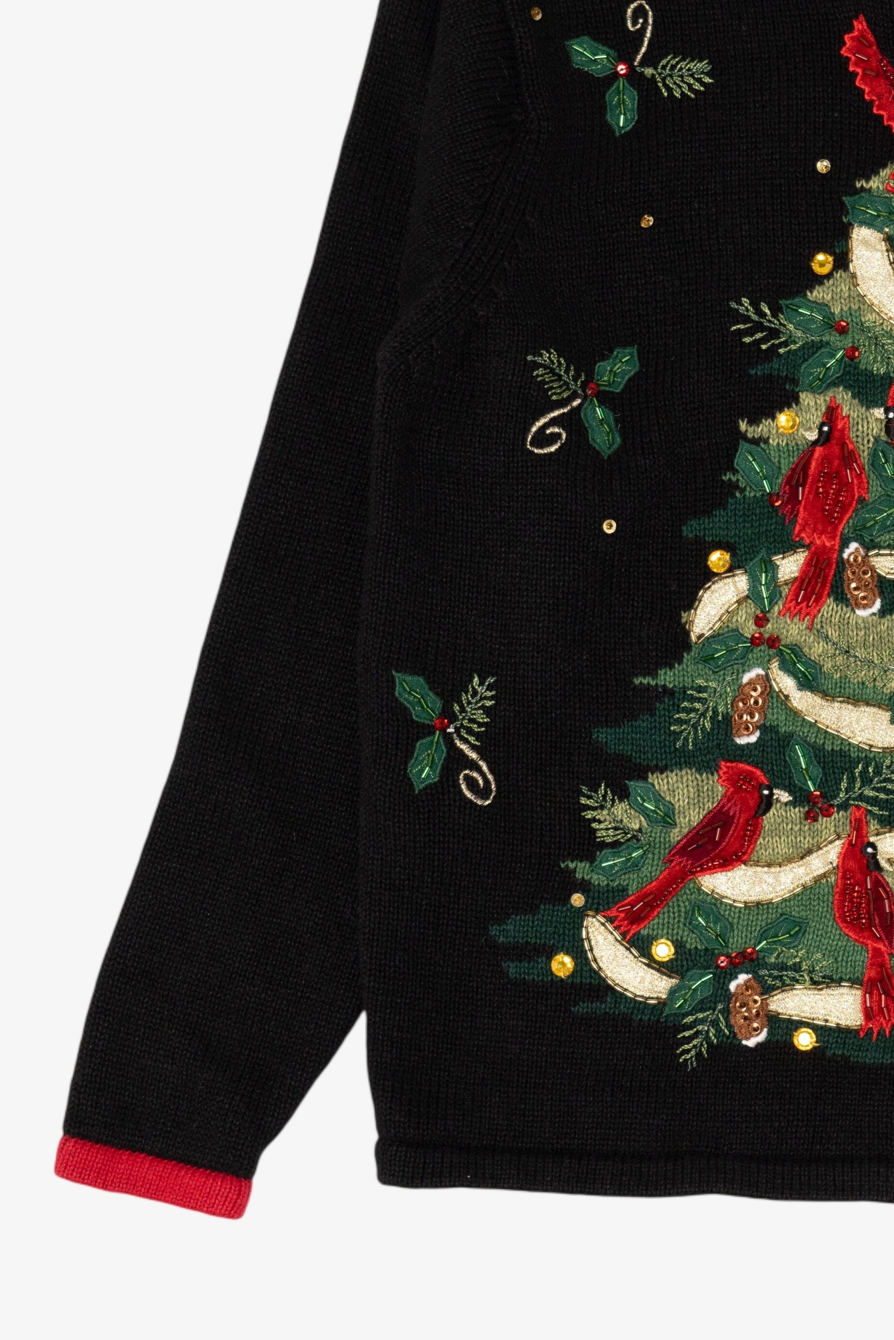 Vintage Black Tiara International Cardinals In Tree Ugly Christmas Pullover (2000s)