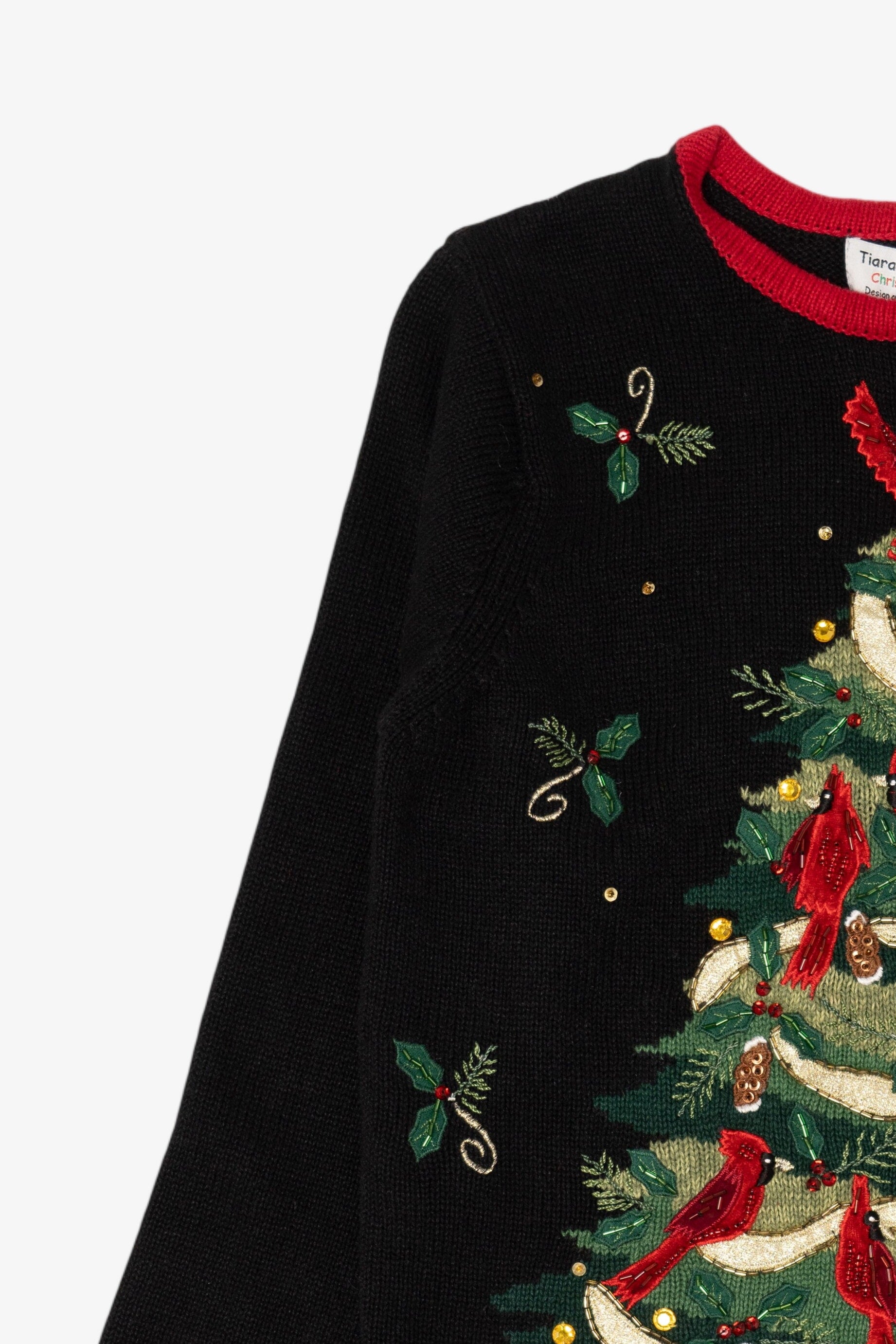 Vintage Black Tiara International Cardinals In Tree Ugly Christmas Pullover (2000s)