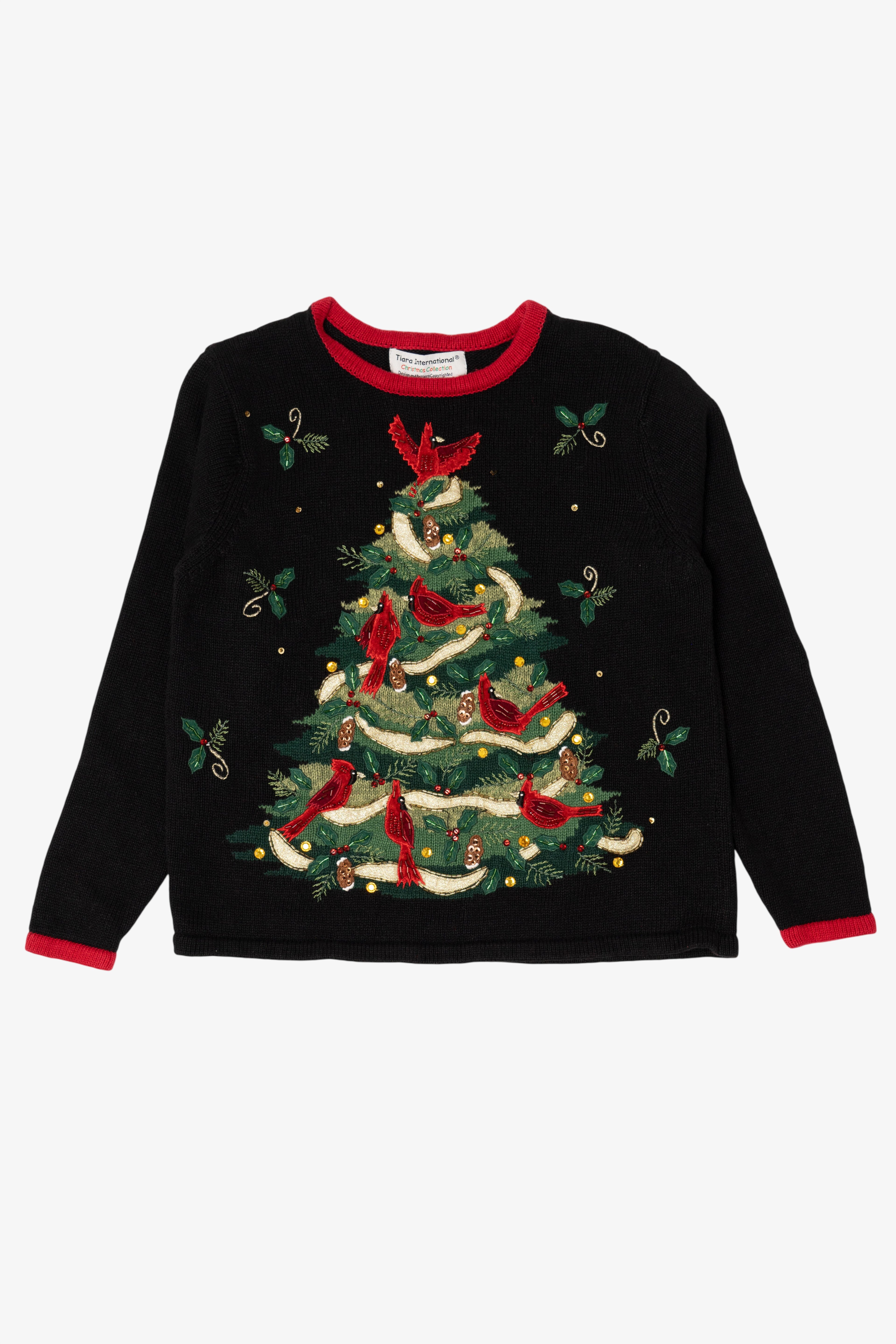 Vintage Black Tiara International Cardinals In Tree Ugly Christmas Pullover (2000s)