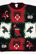 Vintage Black Holiday Time Ornaments Ugly Christmas Pullover (1980s)