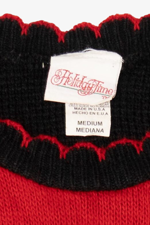 Vintage Black Holiday Time Ornaments Ugly Christmas Pullover (1980s)