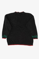 Vintage Black Holiday Time Ornaments Ugly Christmas Pullover (1980s)