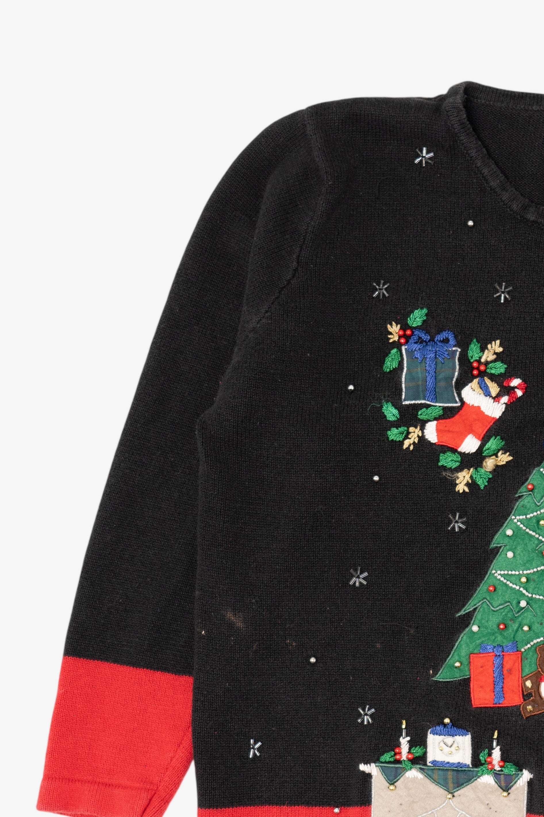 Vintage Black Nutcracker Presents Under Tree Ugly Christmas Pullover (1990s)