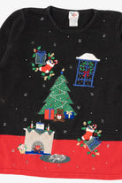 Vintage Black Nutcracker Presents Under Tree Ugly Christmas Pullover (1990s)