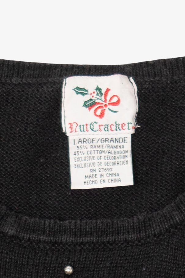Vintage Black Nutcracker Presents Under Tree Ugly Christmas Pullover (1990s)