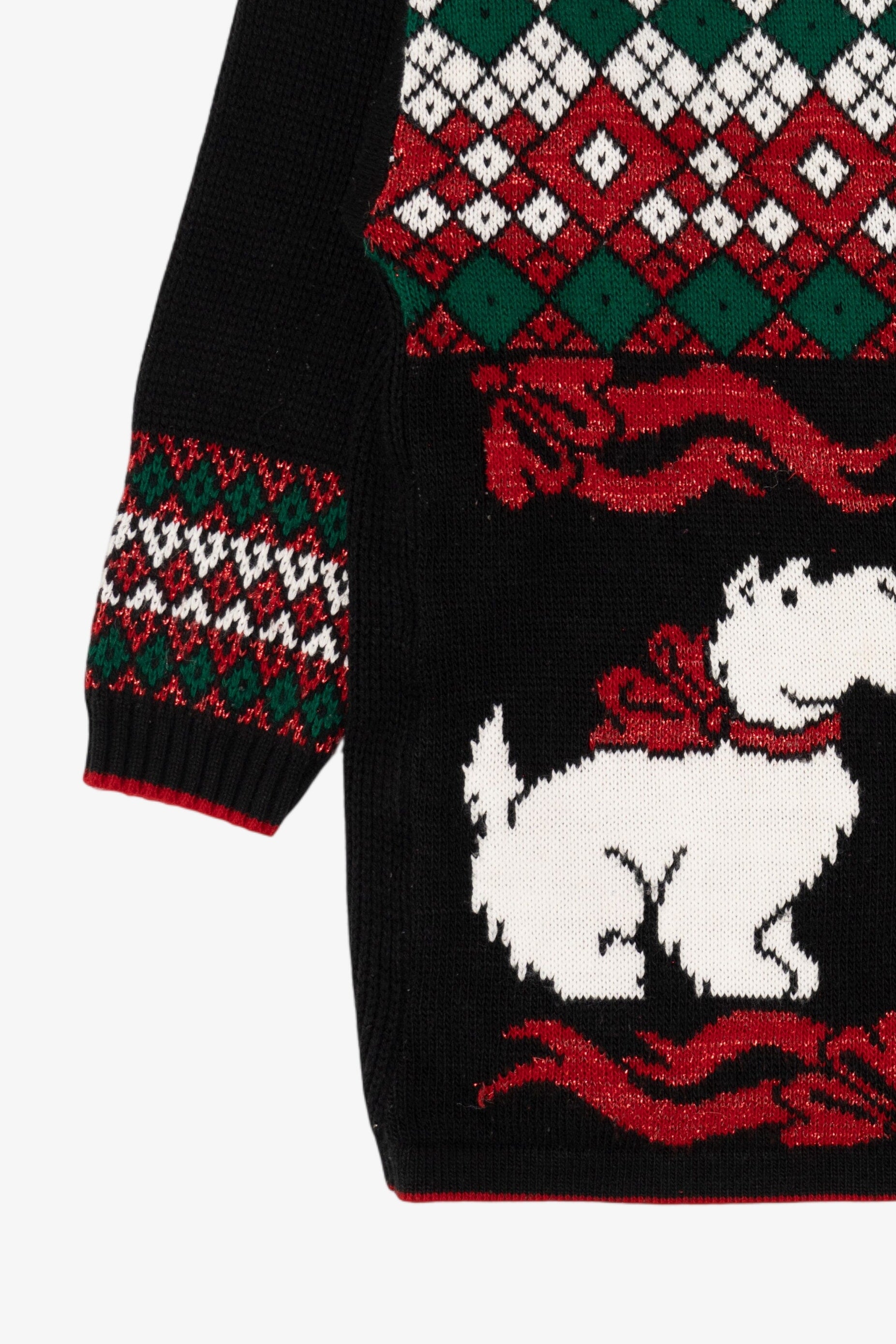 Vintage Black Holiday Time Dogs Ugly Christmas Pullover (1980s)