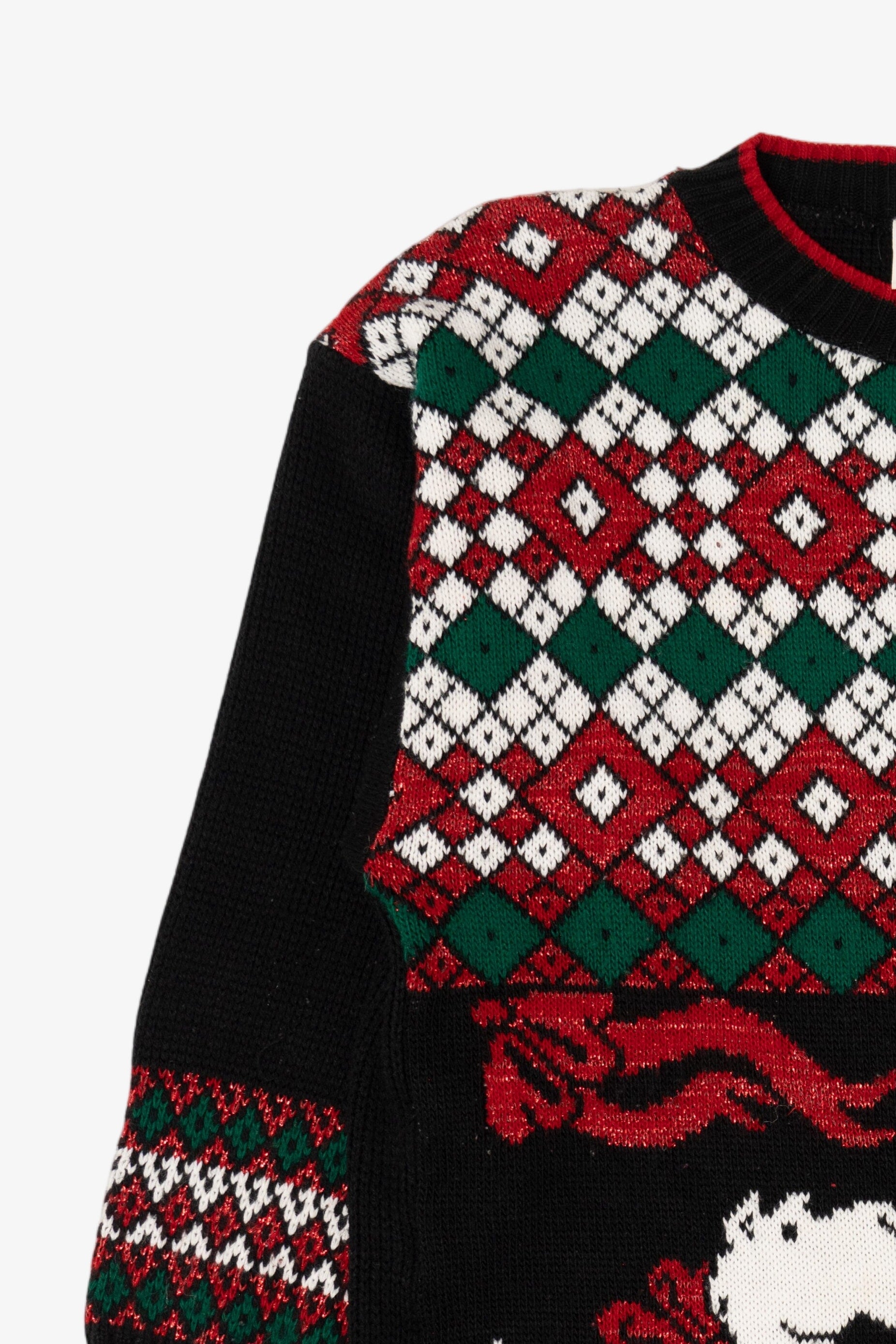 Vintage Black Holiday Time Dogs Ugly Christmas Pullover (1980s)