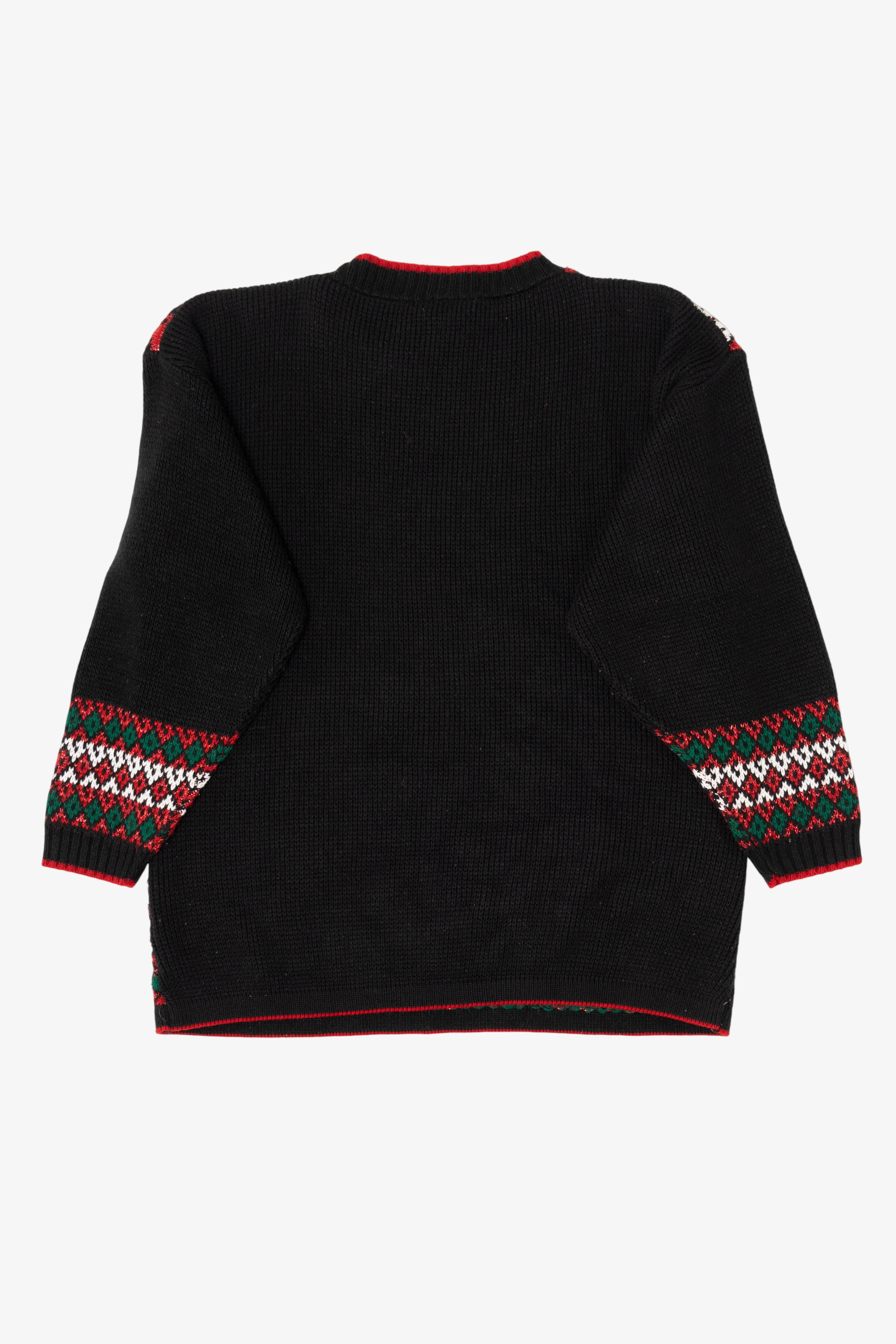 Vintage Black Holiday Time Dogs Ugly Christmas Pullover (1980s)