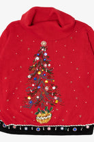 Vintage Red Victoria Jones Bejeweled Tree Ugly Christmas Pullover (1990s)