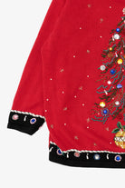 Vintage Red Victoria Jones Bejeweled Tree Ugly Christmas Pullover (1990s)