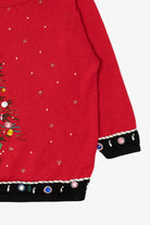 Vintage Red Victoria Jones Bejeweled Tree Ugly Christmas Pullover (1990s)