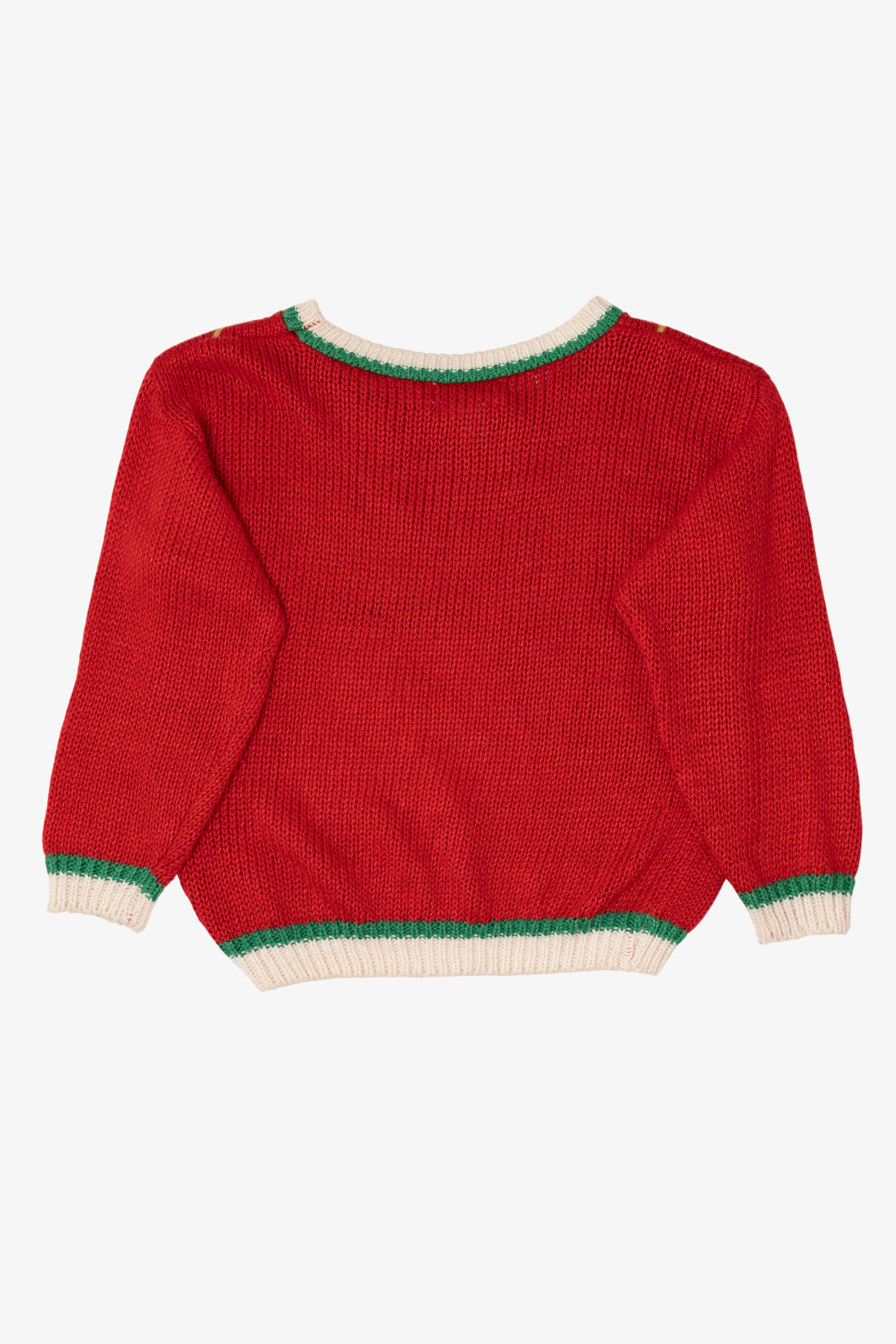 Vintage Hand Knit Red Color Cues Angel Ugly Christmas Pullover (1990s)