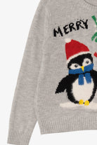 Gray Divided Penguins "Merry Kiss-Mas" Ugly Christmas Pullover (2020s)