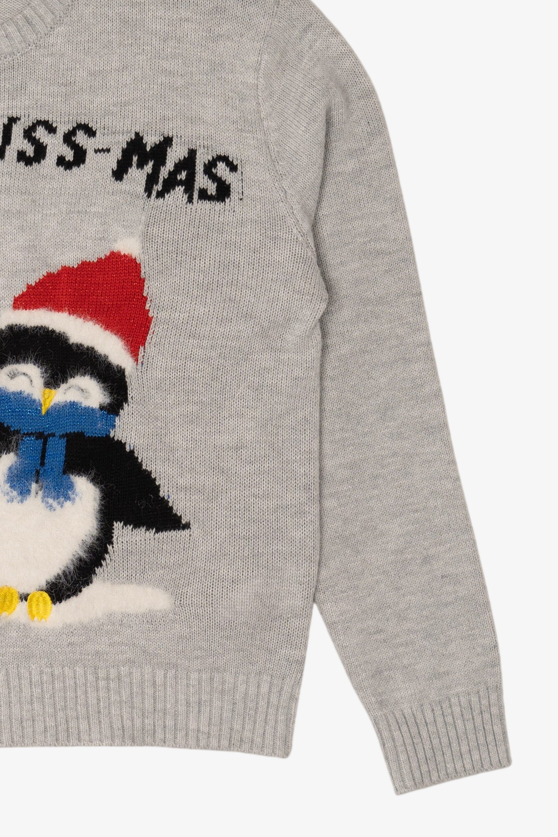 Gray Divided Penguins "Merry Kiss-Mas" Ugly Christmas Pullover (2020s)