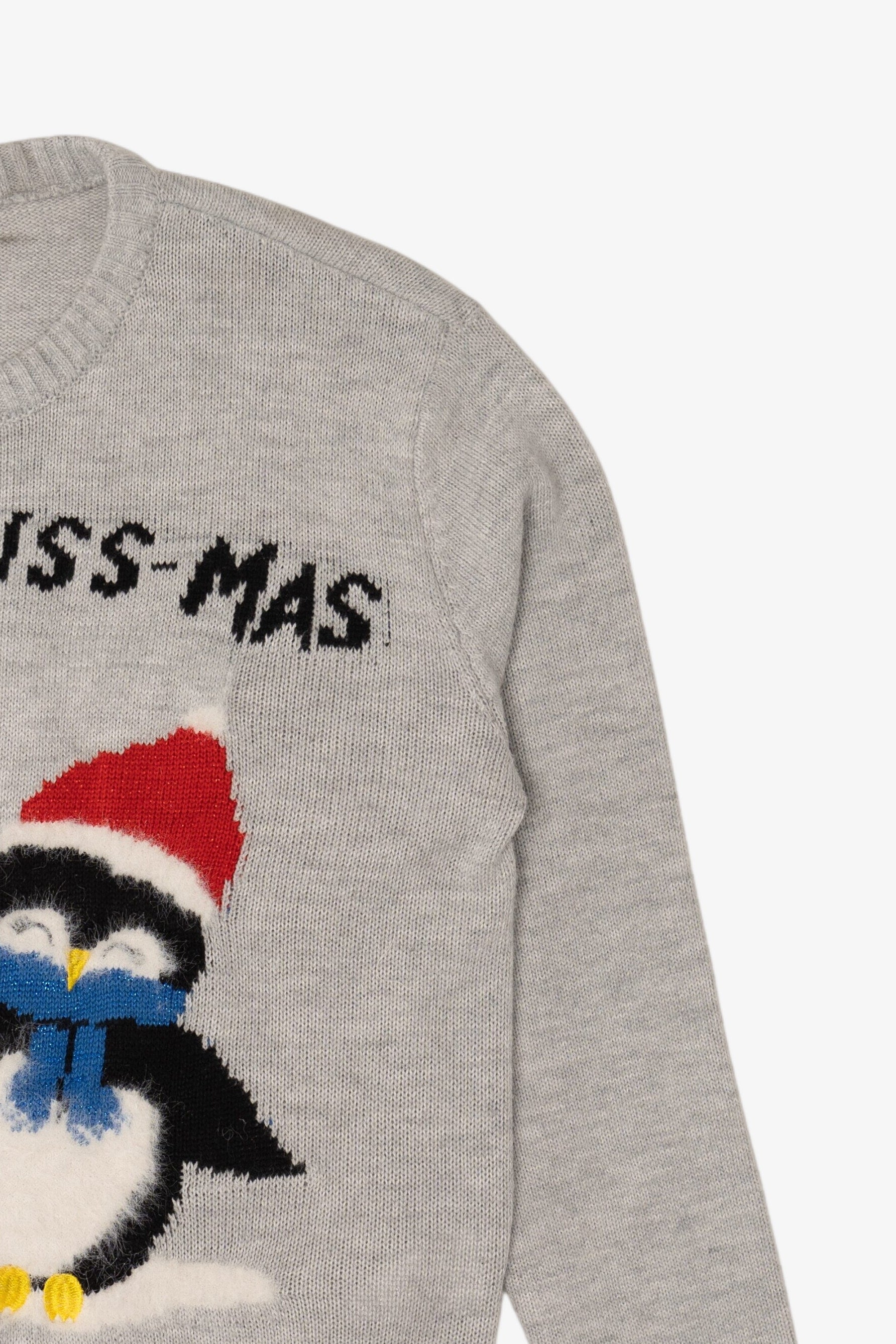 Gray Divided Penguins "Merry Kiss-Mas" Ugly Christmas Pullover (2020s)