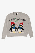 Gray Divided Penguins "Merry Kiss-Mas" Ugly Christmas Pullover (2020s)