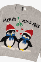 Gray Divided Penguins "Merry Kiss-Mas" Ugly Christmas Pullover (2020s)