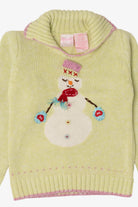 Vintage Kid Sized Light Green Nannettegirl Snowmen Ugly Christmas Sweater (sz 6) (1990s)