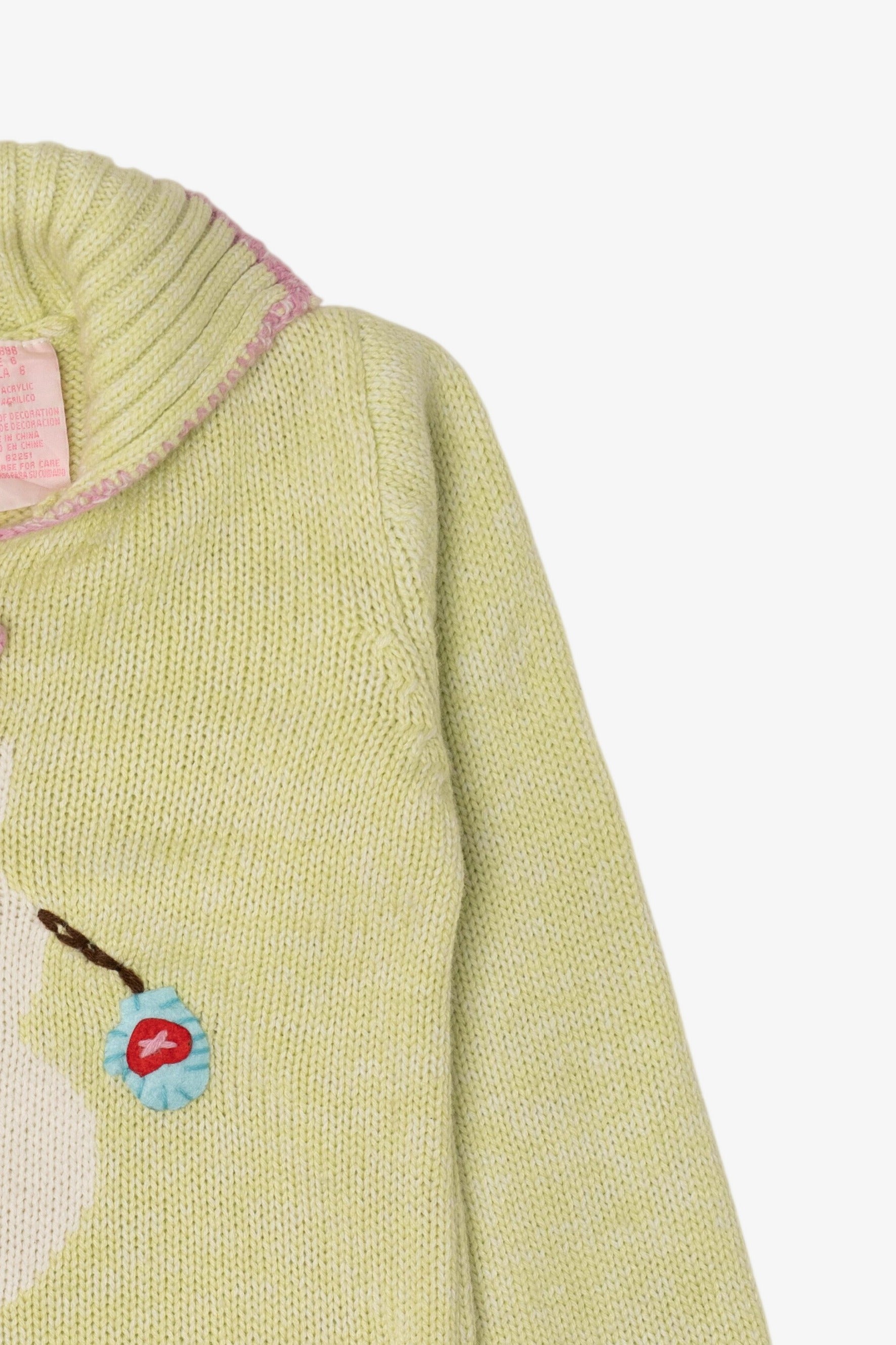 Vintage Kid Sized Light Green Nannettegirl Snowmen Ugly Christmas Sweater (sz 6) (1990s)