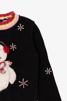 Vintage Kid Sized Black Angel Fish Snowmen Ugly Christmas Sweater (sz 5) (1990s)