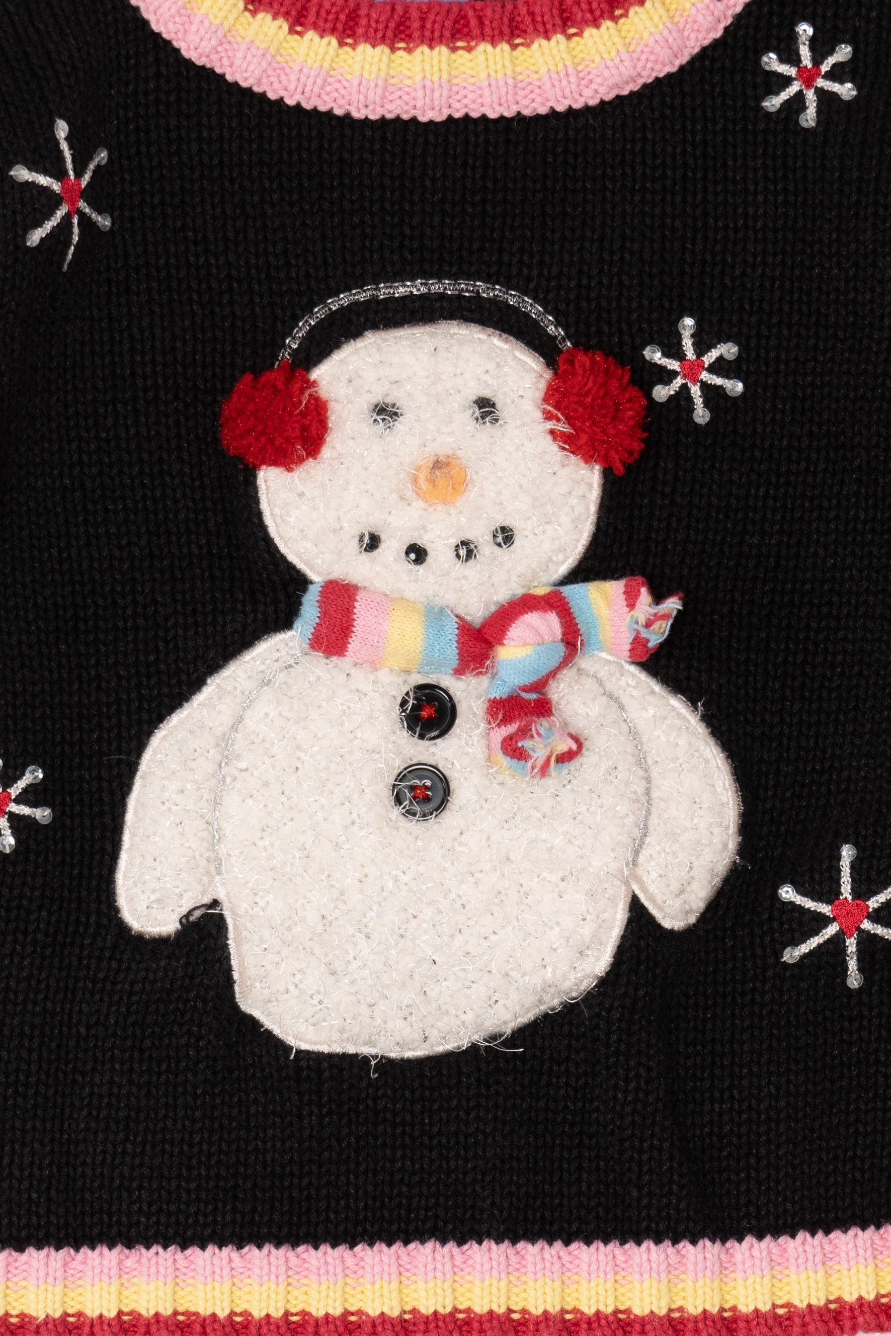 Vintage Kid Sized Black Angel Fish Snowmen Ugly Christmas Sweater (sz 5) (1990s)