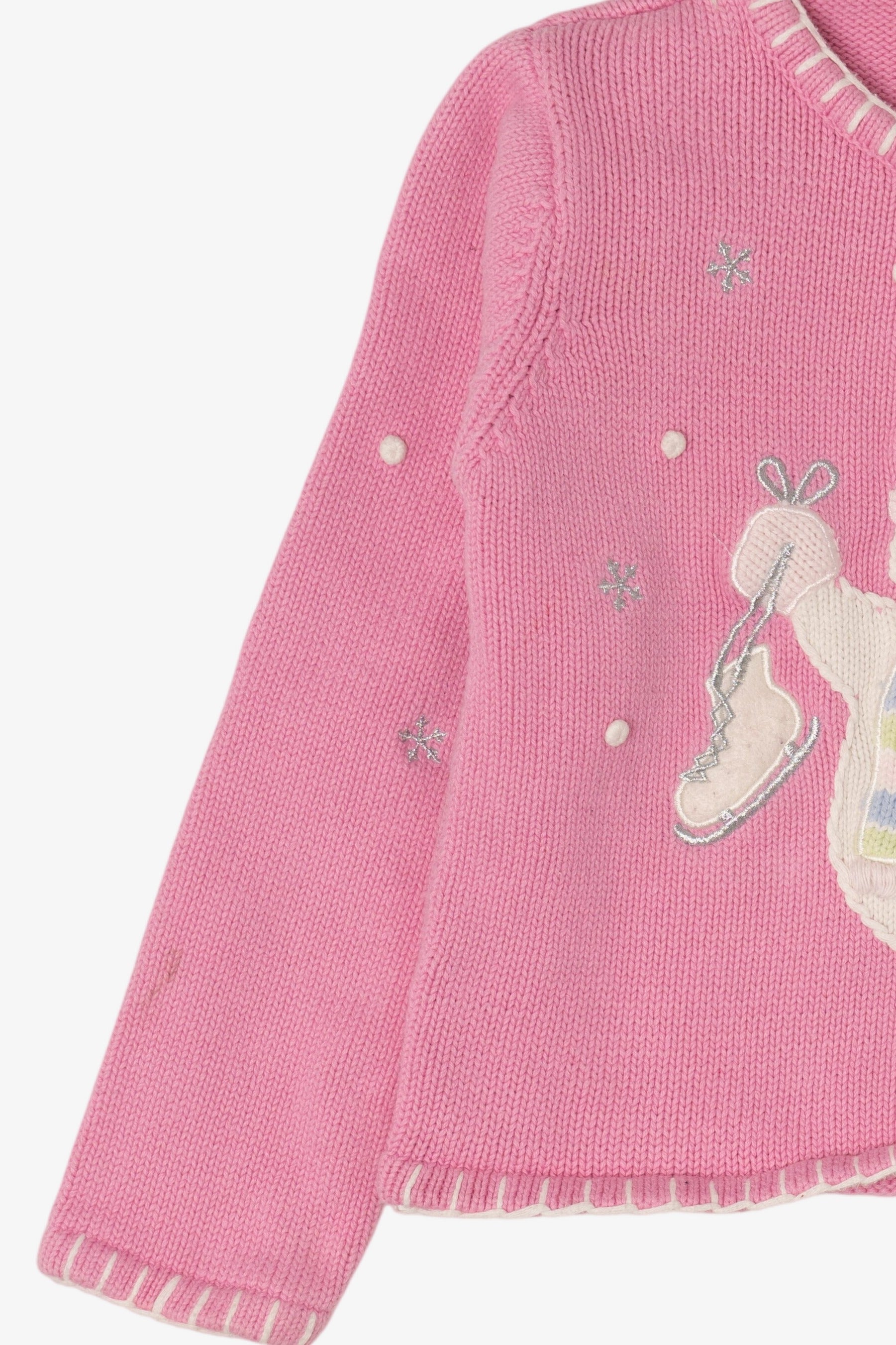 Vintage Kid Sized Pink Chelsea's Corners Snowmen Ugly Christmas Sweater (sz 5-6) (2000s)