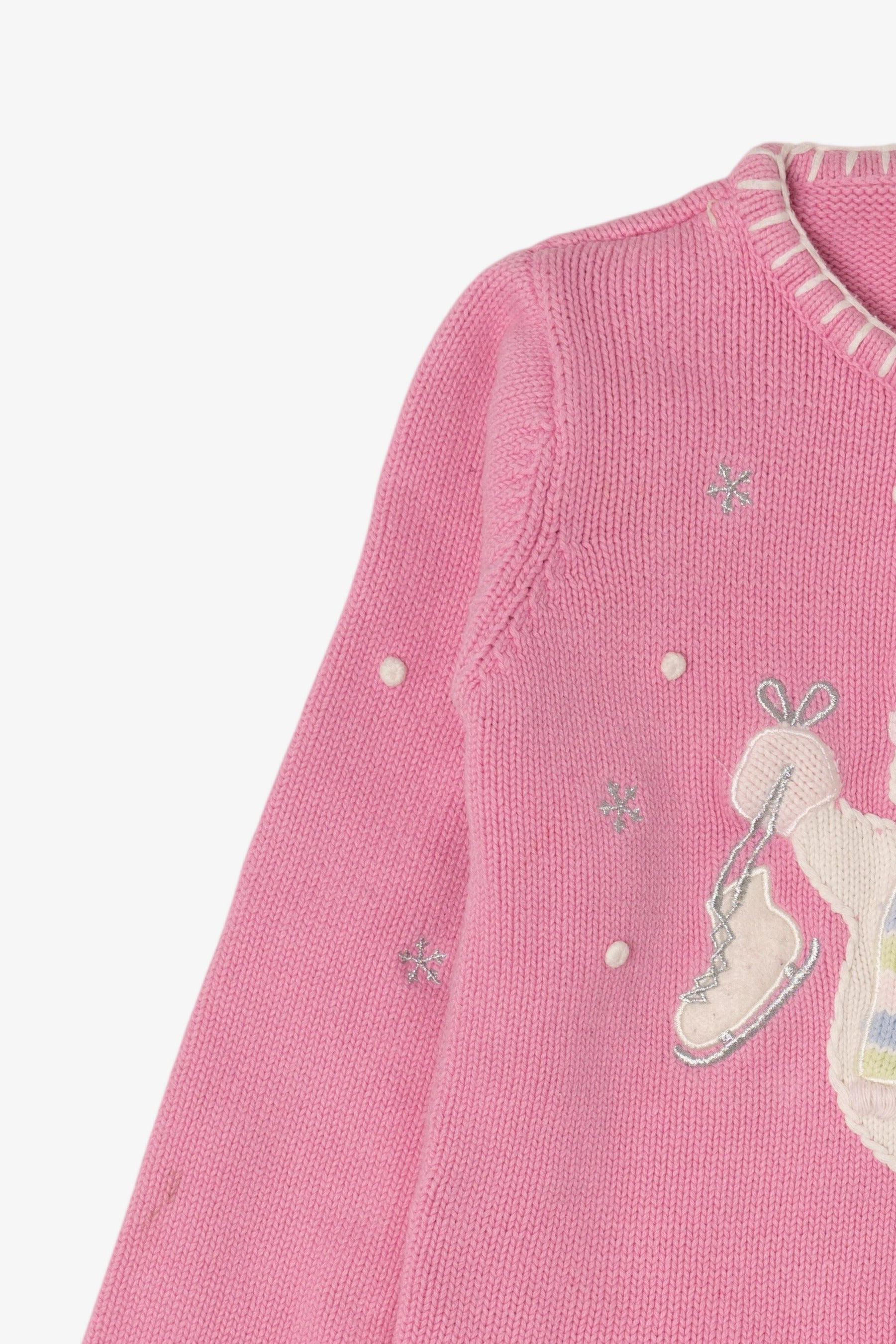 Vintage Kid Sized Pink Chelsea's Corners Snowmen Ugly Christmas Sweater (sz 5-6) (2000s)