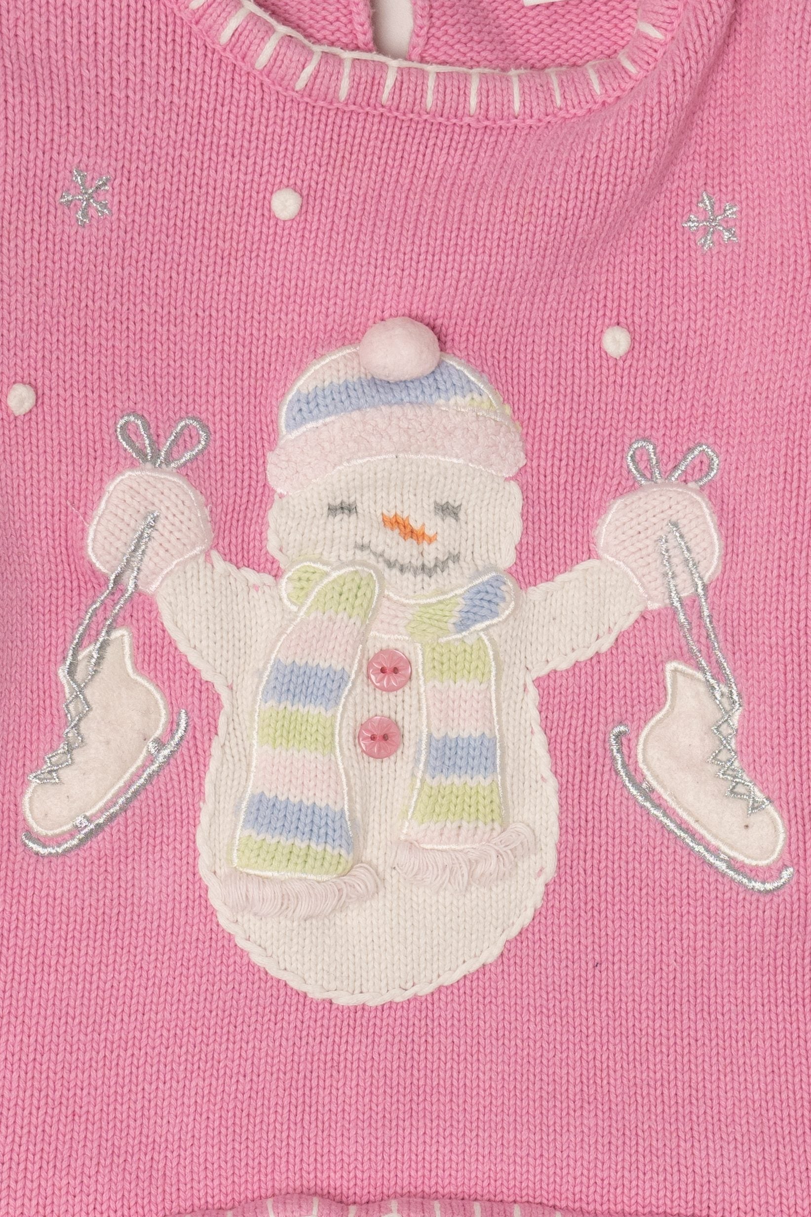 Vintage Kid Sized Pink Chelsea's Corners Snowmen Ugly Christmas Sweater (sz 5-6) (2000s)
