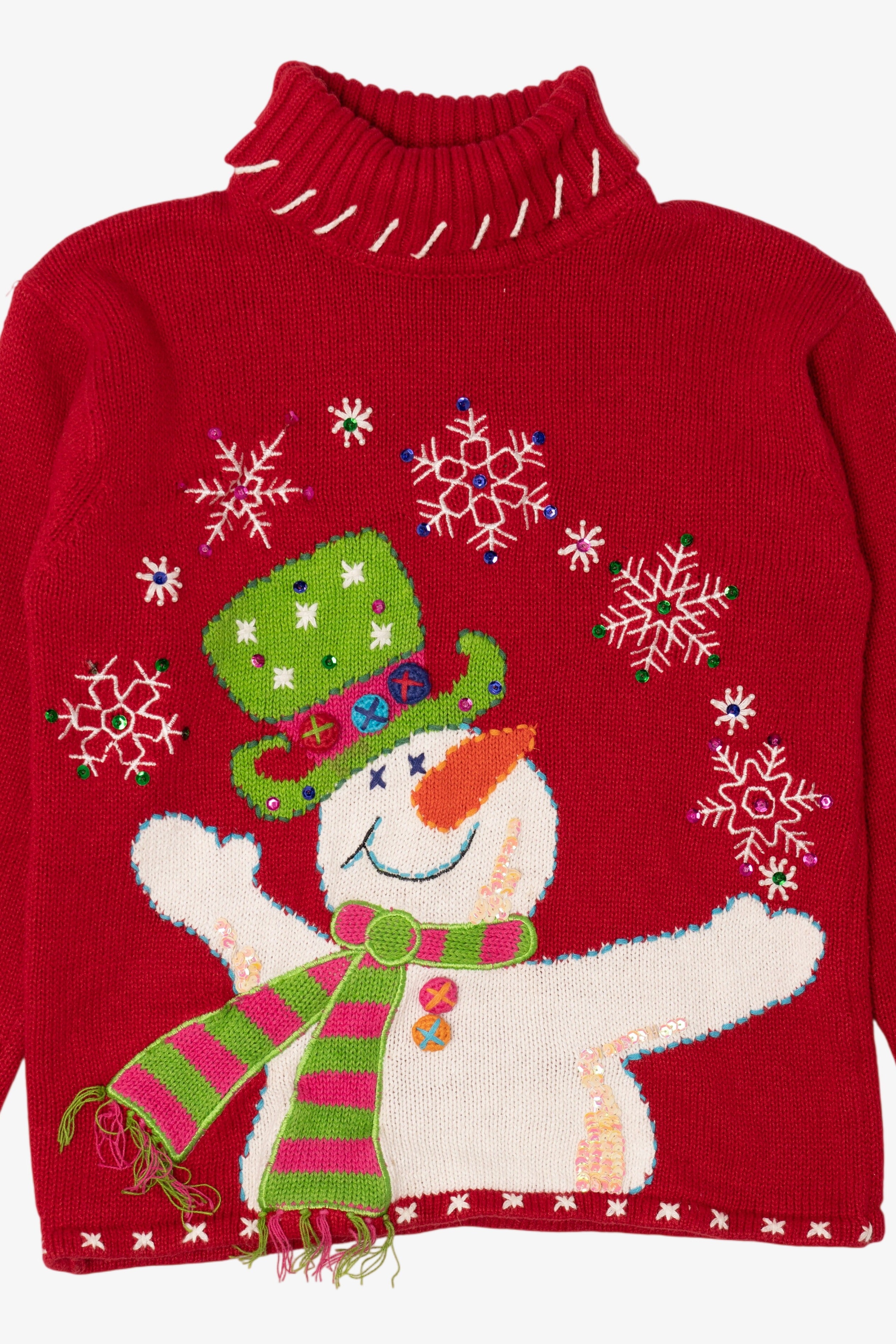Vintage Kid Sized Red Heirloom Collectible Snowmen Ugly Christmas Pullover (sz 8/10) (2000s)