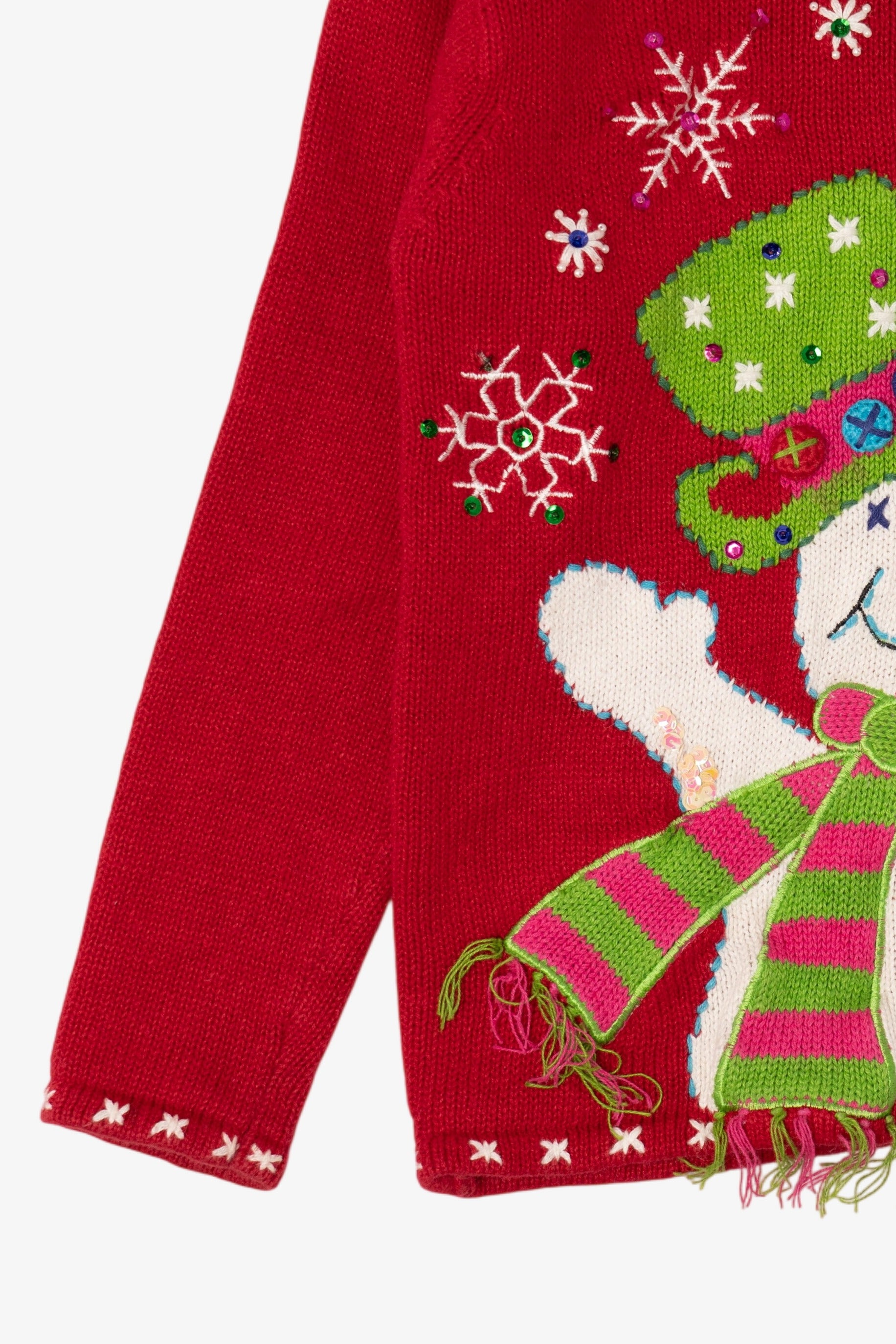 Vintage Kid Sized Red Heirloom Collectible Snowmen Ugly Christmas Pullover (sz 8/10) (2000s)