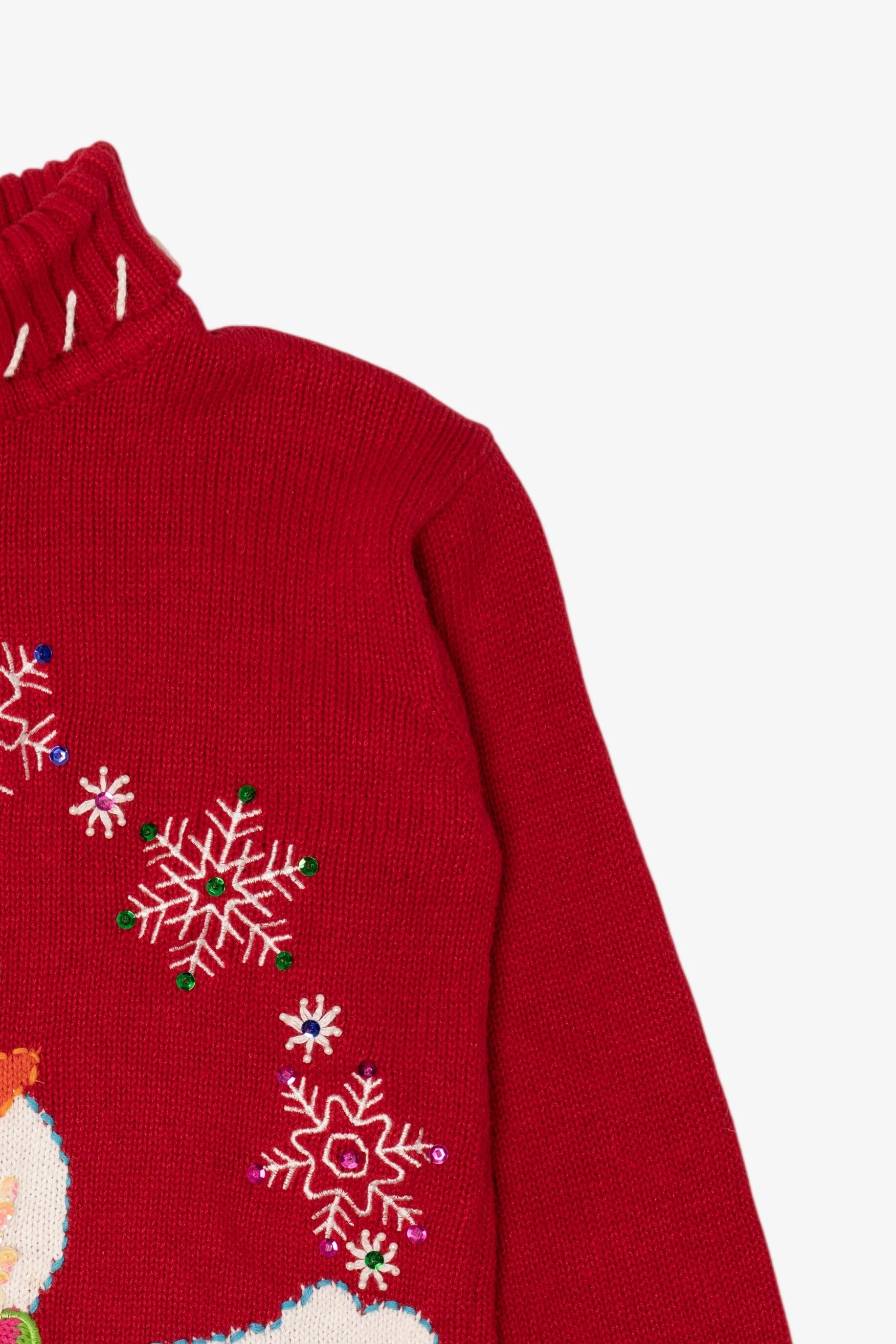 Vintage Kid Sized Red Heirloom Collectible Snowmen Ugly Christmas Pullover (sz 8/10) (2000s)