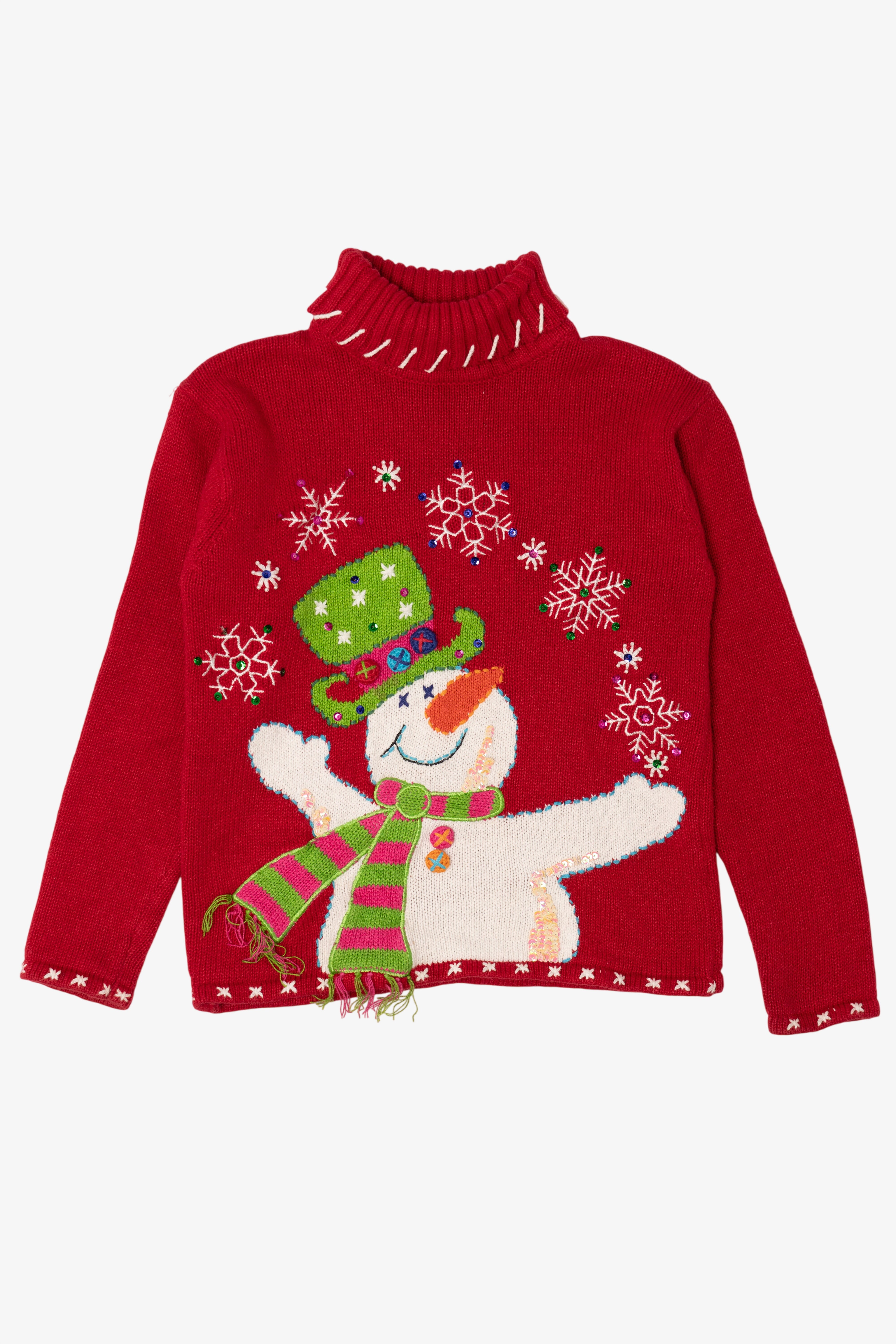 Vintage Kid Sized Red Heirloom Collectible Snowmen Ugly Christmas Pullover (sz 8/10) (2000s)